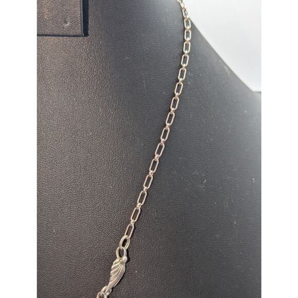 Vintage 925 Sterling Silver Purple Gemstone Leaf Flower Design 20" Necklace - Picture 10 of 15